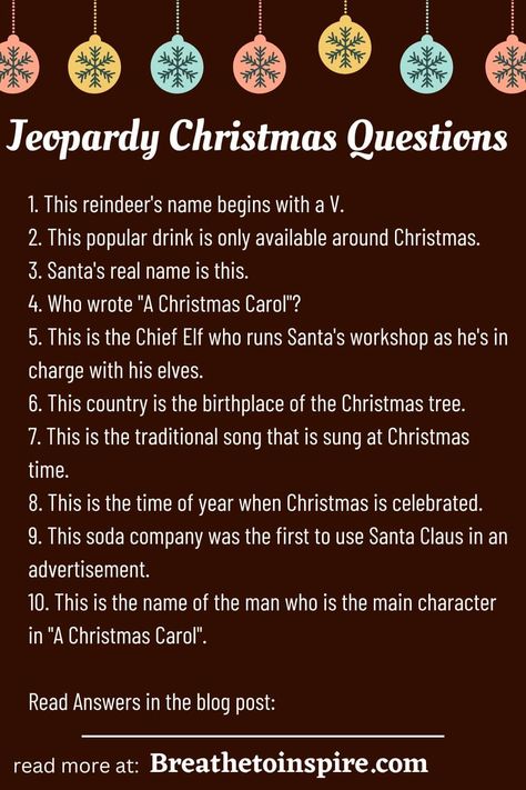 Christmas Party Itenary, Free Christmas Jeopardy Questions And Answers, Diy Christmas Jeopardy Board, Christmas Jeporady Questions, Holiday Jeopardy Questions, Holiday Jeporady, Christmas Jeopardy For Kids, Family Jeopardy Categories, Jepordy Game Questions