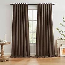 Brown Linen Curtains Living Room, Dark Brown Curtains Bedroom, Brown Linen Curtains, Dark Brown Curtains, Brown Curtains Living Room, Patio Sliding Door, Textured Curtains, Sliding Glass Doors Patio, Orange Curtains