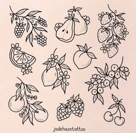 Tatuaje Studio Ghibli, Fruit Tattoo, Flash Tattoo Designs, Doodle Tattoo, Tattoo Flash Sheet, Tattoo Portfolio, Tattoo Sketch, Line Art Tattoos, Sketch Ideas