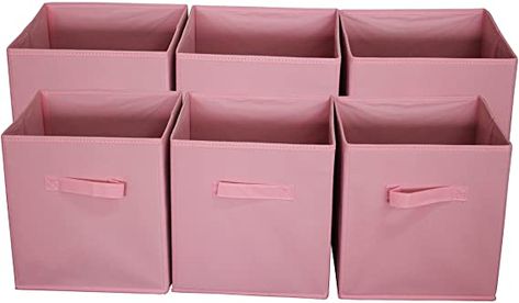 Amazon.com - Sodynee Foldable Cloth Storage Cube Basket Bins Organizer Containers Drawers, 6 Pack, Pink - Pink Storage Bins, Color Organization, Basket Bins, Cube Basket, Organizer Containers, Cloth Basket, Pink Storage, Organization Office, Cloth Storage