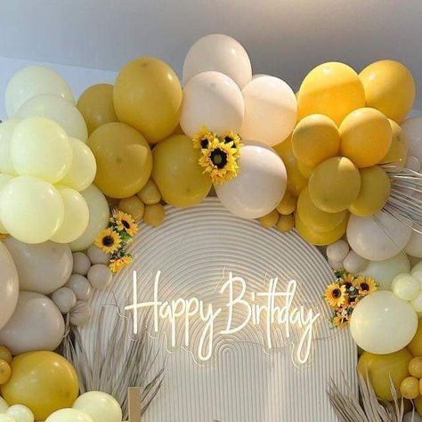 Yellow 2nd Birthday Party, Yellow Butterfly Themed Birthday Party, Birthday Party Yellow Theme, Yellow Flower Birthday Party Ideas, Sunflower Decor Party, Yellow 50th Birthday Party, Yellow Themed Birthday Party Ideas, Flower Decor Birthday, Yellow Theme Birthday Party Decor