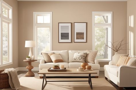 Discover the best tan paint colors for a cozy, inviting home. Explore top shades from Benjamin Moore and Sherwin Williams, learn about their undertones, and find the perfect warm neutral for every room. Angora Paint Sherwin Williams, Playa Arenosa Sherwin Williams, Tan Walls With White Trim, Sherwin Williams Canvas Tan Living Rooms, Benjamin Moore Gentle Cream, Best Tan Paint Colors, Sw Natural Tan, Greige Cabinets, Popular Neutral Paint Colors