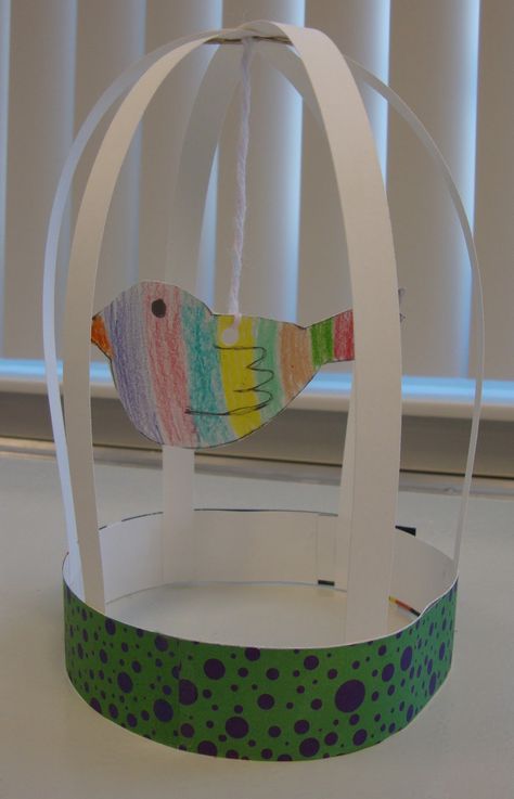 Art. Paper. Scissors. Glue!: Bird Cage Sculptures Bird Crafts Preschool, Pet Study, Pet Craft, Bird In A Cage, Pets Preschool Theme, Vbs 2023, Crafts Preschool, Jungle Room, Paper Birds