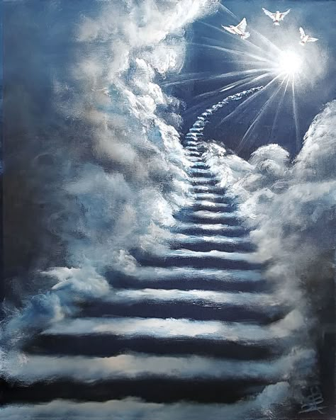 Heaven Tattoo, Stairs To Heaven, Angel Clouds, Heaven Tattoos, Cross Tattoo For Men, My Little Pony Twilight, Heaven Art, Jesus Christ Artwork, Angel Painting