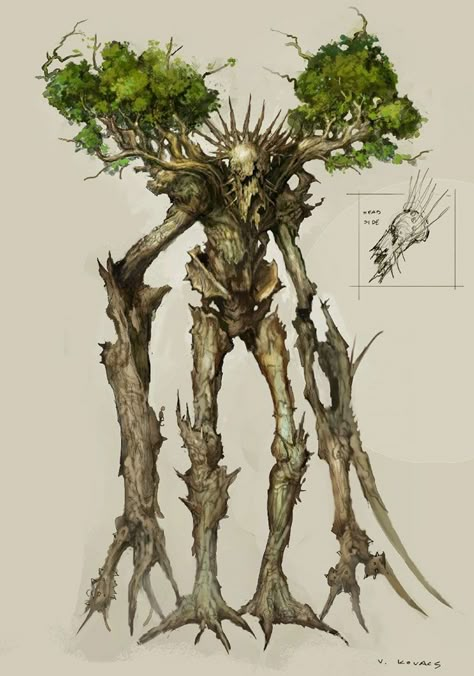 Treant Boss Oaknarl from Rift Wood Monster Art, Tree Creature Art, Dnd Tree Monster, Ent Character Design, Wood Character Design, Tree Creature Concept Art, Treant Character Design, Tree Monster Concept Art, Ent Drawing