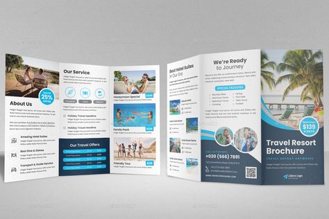 Travel Resort Trifold Brochure Design v3 #Trifold, #Resort, #Travel, #Design Brochure Design Travel, Travel Brochure Design, Unique Brochures, Travel Flyer, Trifold Brochure Design, Company Brochure, Resort Design, Holiday Resort, Travel Brochure