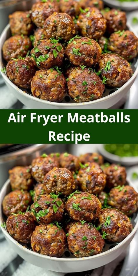 Tasty air fryer meatballs: a quick, low-fat recipe. Ideal for family dinners or meal prep. Simple ingredients, big flavor! Air Fryer Meals Healthy, Air Fryer Beef Recipes, Cooking Frozen Meatballs, Air Fryer Meatballs, Air Fryer Beef, Healthy Meatballs, Fried Meatballs, Healthy Air Fryer Recipes, Easy Air Fryer Recipes