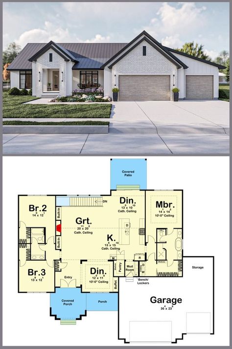 Ranch House Plans With Basement, Small Ranch House Plans, House Plans Single Story, Single Story House Floor Plans, Small Ranch House, House Plans With Basement, Single Level House Plans, Single Story House Plans, Modern Ranch Home