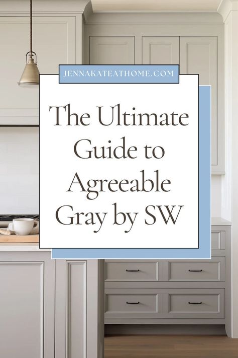 This is the ultimate guide to Agreeable Gray by Sherwin Williams. Learn how to use Agreeable Gray Sherwin Williams on walls, cabinet, trim, or even your exterior. Discover how this versatile Sherwin Williams gray fits into any palette and why SW Agreeable Gray is a top choice for every space. Agreeable Gray Flooring, Colors That Pair With Agreeable Gray, Agreeable Gray Walls With Dark Wood Floors, Coordinating Colors For Agreeable Gray, Modern Gray Sherwin Williams Living Room, Cool Gray Paint Colors Sherwin Williams, Sherwin Williams Anew Gray Cabinets, Sherwin Williams Agreeable Gray Walls, Sw Repose Gray Cabinets