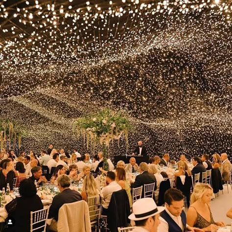 'Cause you're a sky full of stars  Well if you wanna get real technical twinkle lights! How inspired is this magical luminous canopy?! . photo@davidbastianoni planning @alessandragrillo12 Wedding Reception Lighting, Wedding Navy, Rustic Wedding Decorations, Wedding Wonderland, Wedding Lighting, Wedding Fair, Ceremony Backdrop, Desi Wedding, Green Wedding Shoes