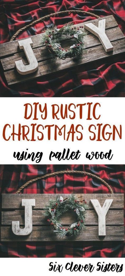 Diy Rustic Christmas, Christmas Pallet Signs, Christmas Signs Diy, Diy Christmas Decorations For Home, Joy Sign, Christmas Crafts To Sell, Pallet Christmas, Diy Wood Signs, Christmas Signs Wood