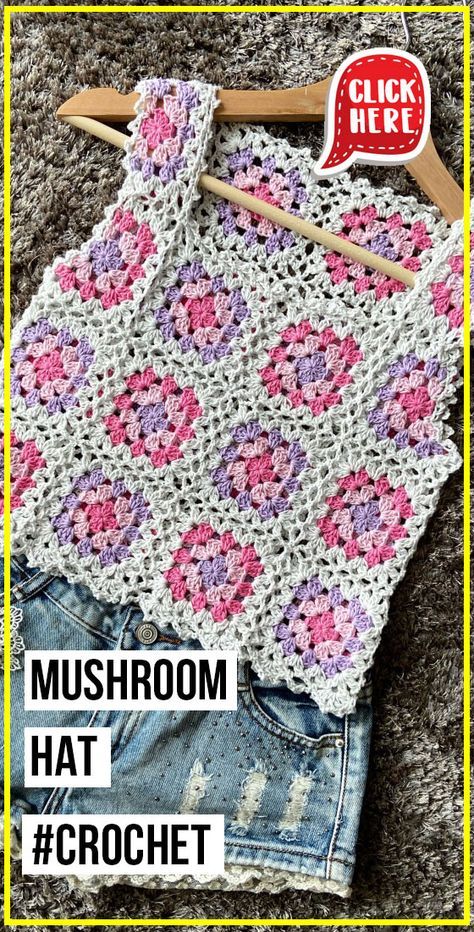 crochet Granny Squares Summer Top free pattern - FREE Crochet Top Pattern for Beginners. Click to Get the Pattern #Top #crochetpattern #crochet via @shareapattern.com Granny Square Tops Crochet, Crochet Vest Top Pattern Free, Crochet Granny Square Tops Free Patterns, Granny Square Shirt Pattern Free, Granny Square Crochet Top Pattern, Crochet Flower Granny Square Pattern Free, Granny Square Shirt Pattern, Crochet Granny Square Vest Pattern Free, Crochet Ladies Tops Free Pattern