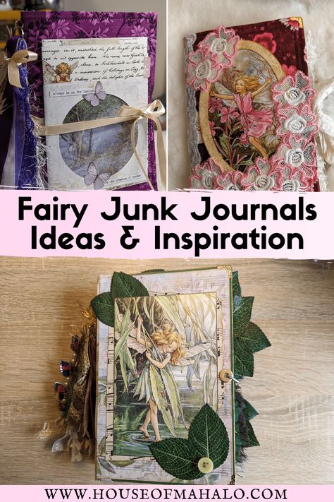 My Fairy Junk Journal Collection: Flip Throughs & Ideas | House of Mahalo Fairy Prints, Fairy Junk Journal, Flower Fairies Books, Junk Journal Ideas, Paper Bag Books, Handmade Journals Diy, Journal Collection, Faux Leaf, Woodland Fairy