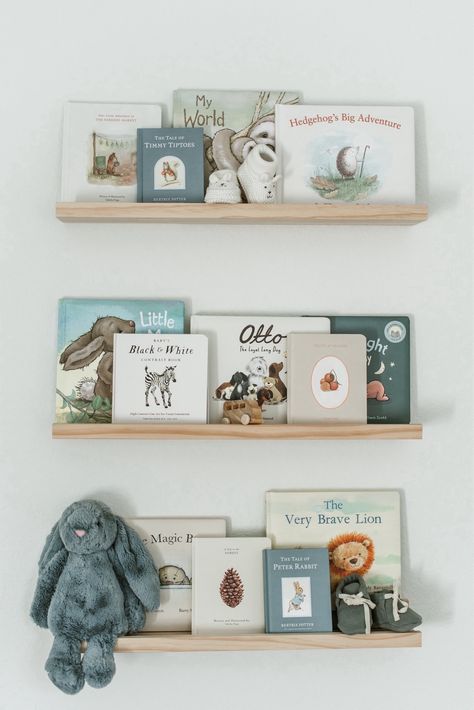 MBYD 24 Inch Floating Shelves … curated on LTK Boy Nursery Bookshelf Ideas, Baby Nursery Bookshelf Ideas, Floating Bookshelves Nursery, Nursery Bookshelf Decor, Nursery Floating Shelves, Book Shelf Nursery, Baby Book Shelf, Boy Nursery Blue, Nursery Book Shelves