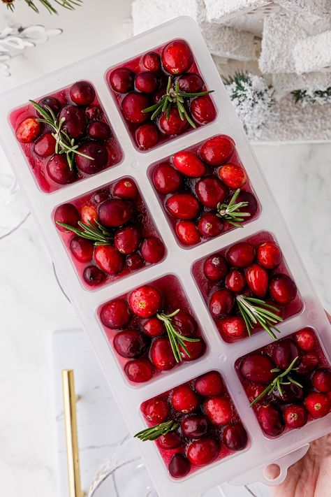 oversized square ice cubes with frozen cranberries, and a sprig of rosemary Christmas Mocktail, Ice Cube Tray Recipes, Christmas Mocktails, Goat Cheese Appetizer, New Year's Eve Appetizers, Sparkling Cider, Recipes Appetizers, Frozen Cranberries, Best Instant Pot Recipe