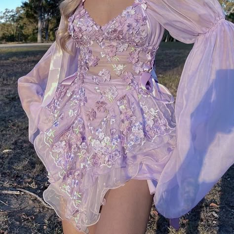 Long Sleeve Fairy Costume, Pop Princess Outfit, Princess Rave Outfits, Fairy Party Outfit, Pixie Dresses, Fairy Party Dress, Fairy Sleeve, Fairy Sleeves, Australian Dresses