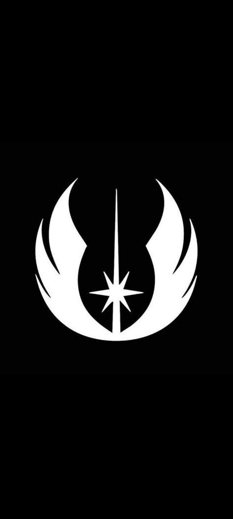 Jedi order symbol in a full black background for smartphones Jedi Knight Symbol, Jedi Order Wallpaper, Star Wars Emblems, Jedi Logo Wallpaper, Star Wars Empire Aesthetic, Grey Jedi Symbol, Star Wars Logos Symbols, Jedi Wallpaper, Republic Symbol