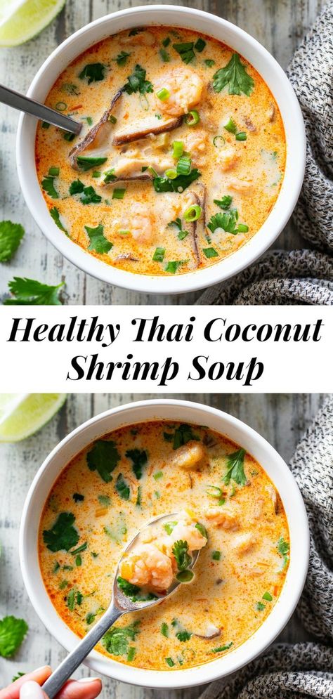 Thai Coconut Shrimp, Thai Shrimp Soup, Whole30 Soup Recipes, Soup Paleo, Thai Shrimp, Coconut Curry Soup, Paleo Soup, Shrimp Soup, Coconut Soup