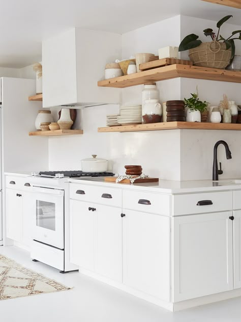 4 Lessons We Learned From Leanne Ford’s Best Before-and-After Projects Small Galley Kitchen, Ford Interior, Galley Kitchens, All White Kitchen, Galley Kitchen, Remodel Kitchen, Kitchen Decorating, Counter Tops, Kitchen Inspo