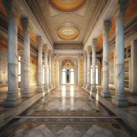 Byzantine Architecture Interior, Byzantine Interior Design, Greek Palace, Marble Palace, Byzantine Architecture, Space Princess, Eastern Roman, Types Of Architecture, Marble Columns