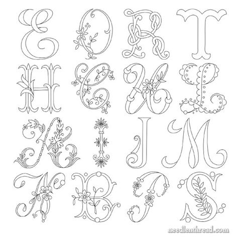 Favorite Monograms for Hand Embroidery and Other Crafts Hand Embroidery Letters, Monogramm Alphabet, Embroidery Alphabet, Embroidery Letters, Monogram Alphabet, Hand Embroidery Projects, Pola Sulam, Embroidery Monogram, Embroidered Monogram