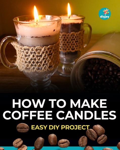 Have some coffee and used candles at home? Turn them into these aromatic coffee-scented candles! Find the instructions here. Beeswax Coffee Candles, Coffee Wax Melts Diy, Candle With Coffee Beans, Homemade Coffee Soap, Candle Making In Crock Pot, Diy Coffee Candle How To Make, Candle Making Essential Oils, Home Made Scented Candles, Scented Mason Jar Candles Diy