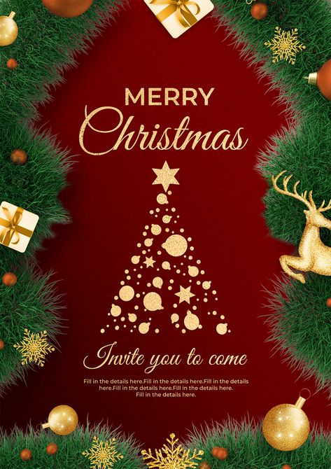 Christmas Emailer Design, Chrismast Poster, Pikbest Graphic Design Templates, Xmas Poster Design, Poster Noel, Christmas Poster Design Ideas, Father's Day Template, New Year Poster Design, Merry Christmas Wish