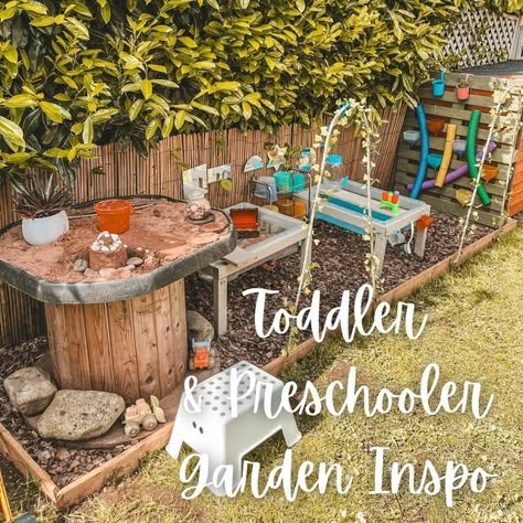 Daycare Garden Ideas, Outdoor Play Spaces For Toddlers, Nursery Garden Ideas Outdoor Play, Child Friendly Garden Ideas, Toddler Garden Ideas Play Areas, Small Garden Ideas For Kids, Toddler Garden Ideas, Toddler Play Area Outside, Outdoor Toddler Play Area