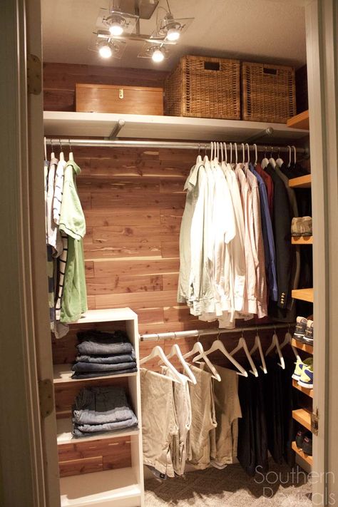 Teen Closet Organization, Rubbermaid Closet, Mens Closet Organization, Man Closet, Teen Closet, Cedar Lined Closet, Diy Closet System, Closet Makeover Diy, Cedar Closet