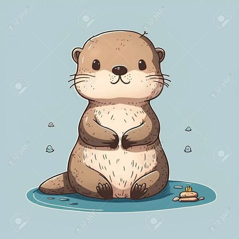 Cute Otters Drawing, Cartoon Otter, Otter Drawing, Otter Illustration, Water Vector, Otter Art, Cute Iphone Wallpaper Tumblr, Otters Cute, Illustration Art Kids