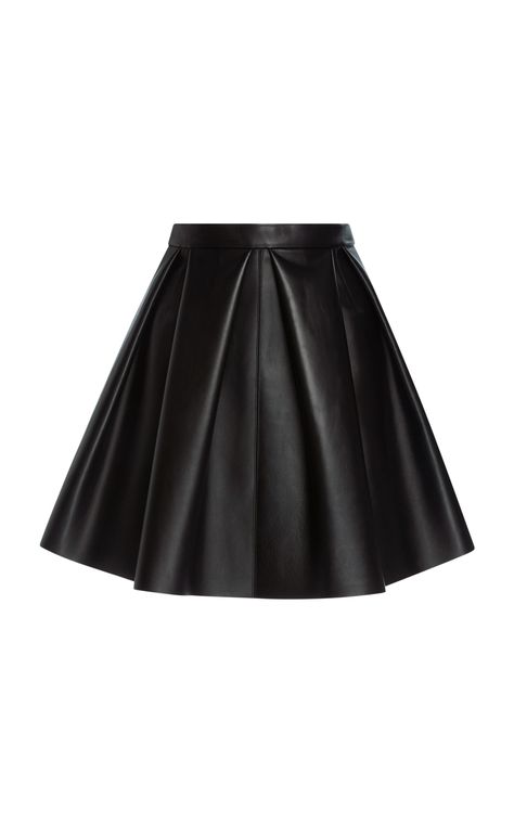 David Koma Pleated A-line Skirt Leather Skirt Styling, Dresses For Concerts, Black Skirt Leather, Short Black Pencil Skirt, Black Leather Skirt Outfit, Leather Flare Skirt, Leather Black Skirt, Faux Leather Pleated Skirt, Goth Skirts