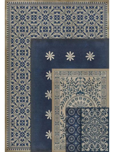 Vintage Vinyl Floor Cloths - 900+ Patterns | Cottage Home Vinyl Floor Cloth, Vinyl Floor Cloths, Vintage Vinyl Flooring, Indigo Pattern, Cottage Rugs, Floor Cloths, Vinyl Rug, Custom Benches, Cottage Home