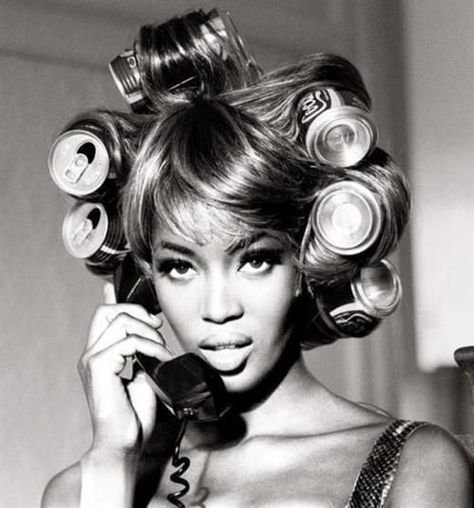 Bruce Weber, Ellen Von Unwerth, Vintage Black Glamour, Photoshoot Themes, On The Phone, Roller Set, Photoshoot Concept, Hair Rollers, Naomi Campbell