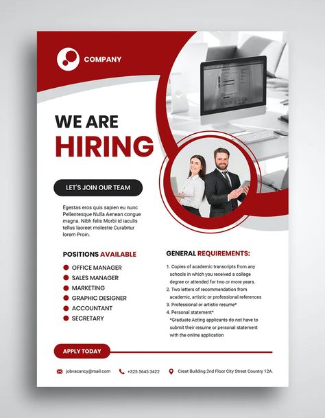 Job Hiring Flyer PSD Template Job Vacancy Poster Template, Job Hiring Poster Creative Template, Job Flyer Design, Hiring Template Design, A4 Advertisement Design, Melificent Costume, Flyer Graphic Design Inspiration, Job Vacancy Poster Design, Job Advertisement Poster