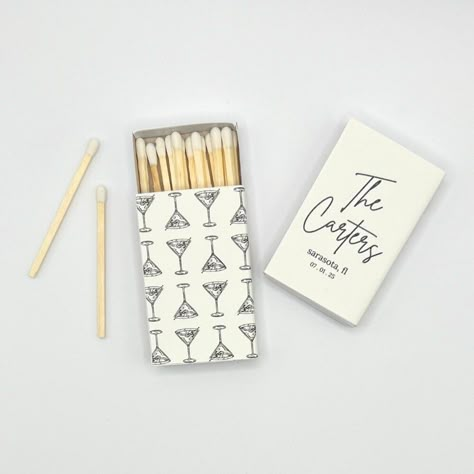 Add a touch of sparkle to your wedding with our personalized matchbooks! Perfect for lighting candles, cigars or sparklers, these matchbooks will help create magical moments on your special day.  MATCHBOOKS ARE DIRECT PRINT - NO CHEAP LABEL LOOK! **MATCHBOOKS ARE SOLD IN SETS OF 50** **CURRENT LEAD TIME IS 6 WEEKS** Please take this into consideration when ordering!! Personalized Matches For Wedding, Christmas Wedding Party Favors, Matches Wedding Favors, Tini Bachelorette, Cool Wedding Favors, Custom Wedding Matchbooks, Wedding Matchbooks, Matchbook Wedding Favors, Personalized Wedding Matches