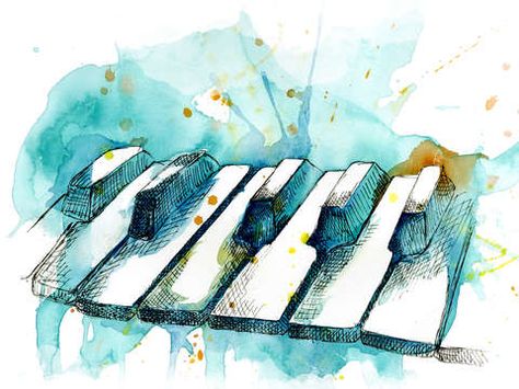 Check out 'Watercolor Piano' by Jonathan Meyer on TurningArt Teal Art Print, Instruments Art, Piano Art, Not Musik, Teal Art, Music Drawings, Music Painting, Soyut Sanat Tabloları, Piano Keyboard