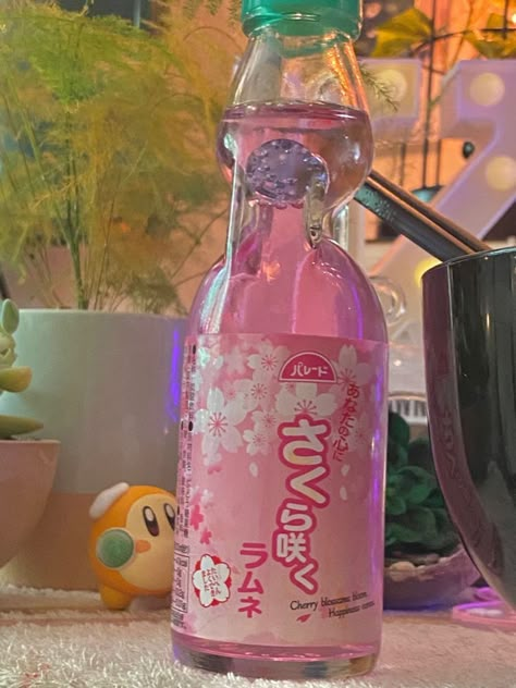 Pink Soda Aesthetic, Ramune Soda Aesthetic, Ramune Aesthetic, Japanese Food Aethstetic, Cute Room Aesthetic, Japan Drinks, Pink Kawaii Aesthetic, Ramune Soda, Japan Snacks