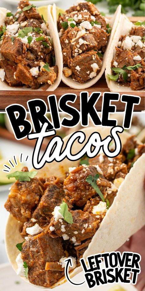 Brisket Tacos Mexican Brisket Tacos, Brisket Tacos Crock Pot, Beef Brisket Recipes Crockpot, Brisket Tacos Recipe, Beef Brisket Tacos, Brisket Recipes Crockpot, Taco Ideas, Brisket Recipes Smoked, Mexican Food Dishes