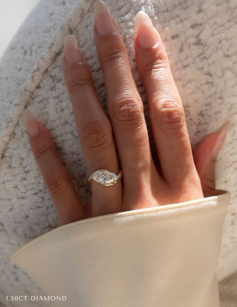 Enaggement Rings, Marquise Rapture Ring, Marquise Diamond Jewelry, Sideways Diamond Engagement Ring, Ocean Inspired Ring, Ocean Inspired Engagement Rings, Unique Ring Designs Modern, Non Engagement Diamond Rings, Engagement Ring 2024