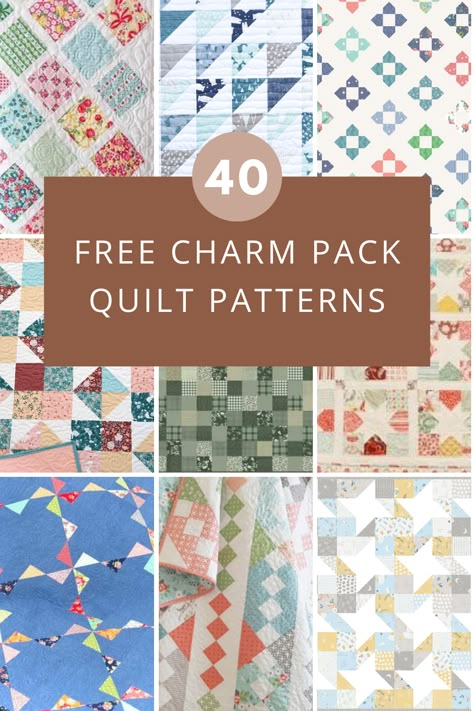 Check out this list of 40 FREE charm pack quilt patterns designed with beginner quilters in mind. Browse the selection of traditional and modern quilt patterns. Dust off those charm packs and use up your stash of 5" squares with these charm square quilt patterns. Quilts Made With Charm Squares, 36 Inch Square Quilt Pattern, Quilt Pattern Using Charm Packs, Quilt Blocks From Charm Packs, Quilt Patterns Using Charm Squares, Quilts With 5 Inch Squares Patterns, 10 Inch Charm Pack Quilt Patterns, Quilts Using Charm Packs Free Pattern, Quilt Patterns For Scraps