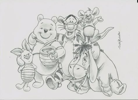 Drawing Ideas Disney, Winnie The Pooh Drawing, Disney Character Drawings, Cartoon Drawings Disney, Disney Drawings Sketches, Cartoon Drawings Of Animals, Winnie The Pooh And Friends, Disney Art Drawings, Pooh And Friends