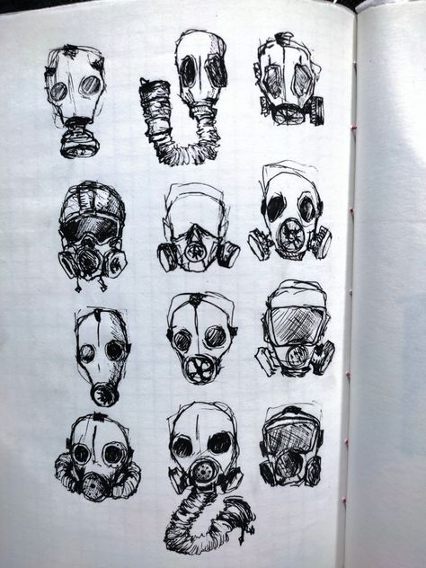 Gas mask Chemical Mask Art, Character Mask Ideas, Gas Mask Art Reference, Plague Doctor Gas Mask, Cartoon Gas Mask, Gas Masks Art, How To Draw Gas Mask, Gas Mask Art Drawing, Masked Face Drawing