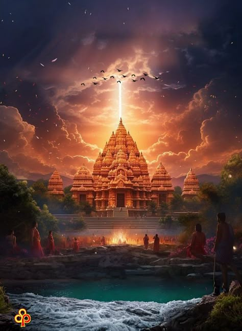 Ayodhya Mandir, Temple Background, Cottage Illustration, Ayodhya Ram, Paint Splash Background, Digital Painting Photoshop, Thumbnail Background, Splash Background, Religious Photography