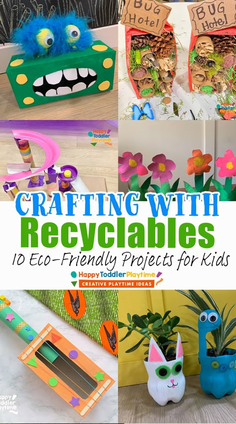 Recycling Ideas For School, Flower Wall Decor Ideas, Recycling Projects For School, Recycle Preschool, Recycled Crafts Kids Projects, Recycling Activities For Kids, Crafts Upcycling, Recycling For Kids, Recycling Activities