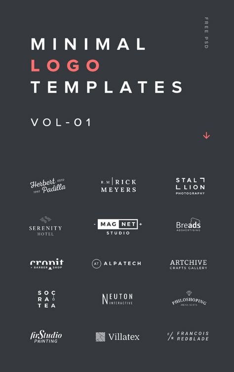 Minimal #Logo #Template - Another exclusive freebie from our team today just for you! Make your own logo design faster using these various logo templates. Created in editable PSD file for easier customizing. Best Font For Logo Design, Simple Text Logo, Word Logo Design Ideas, Typo Logo Design Ideas, Simple Logo Design Minimalism, Printing Business Logo, Minimal Logo Design Typography, Simple Logo Ideas, Word Logo Design