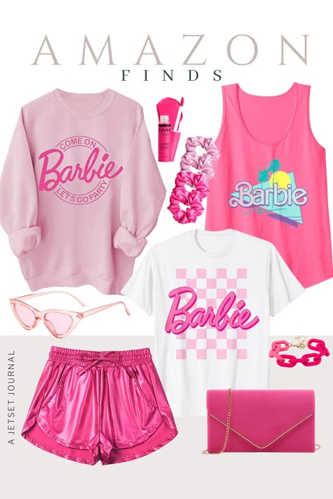 Barbie Themed Birthday Outfit, Barbie Birthday Outfits Adults, Subtle Barbie Outfit, Barbie Women Outfit, Womens Barbie Outfit, Barbie Themed Outfits Casual, Barbie Aesthetic Fashion, Barbie Asthetics Outfits, Sporty Barbie Outfit