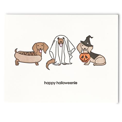 Happy Halloweenie Dachshund, Weiner Dog Halloween, Halloweenie Dachshund, Halloween Dachshund, Dachshund Halloween, Happy Halloweenie, Dachshund Art, Halloween Greeting Card, Pen Pals