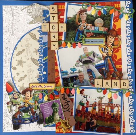 Toy Story Land - Scrapbook.com Disneyland Scrapbook, Disney World Scrapbook, Disney Hollywood Studios, Toy Story Land, Disney Scrapbook Ideas, Scrapbook Disney, Disney Layouts, Disney Scrapbooking Layouts, Disney Scrapbook Pages