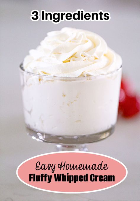 Ultimate Fluffy Homemade Whipped Cream Easy Whip Cream Recipe, How To Make Homemade Whip Cream, How To Make Cool Whip With Heavy Cream, Cool Whip Homemade, Whipped Cream From Heavy Whipping Cream, Recipe Whipped Cream, Whipped Heavy Cream, Whip Cream With Heavy Cream, Quick Whipped Cream