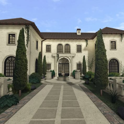 Top 100 Bloxburg Builds From The Best Creators Medeteranian Bloxburg House, Bloxburg Greece Town, Greece Bloxburg, Greek House Bloxburg, Mediteranean Houses Bloxburg, Bloxburg Mediterranean, Bloxburg Mediterranean House, Bloxburg Villa, Bloxburg Exterior